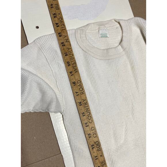 Vintage Thermal Shirt Men’s Medium Ivory Long Sleeve - Picture 4 of 10